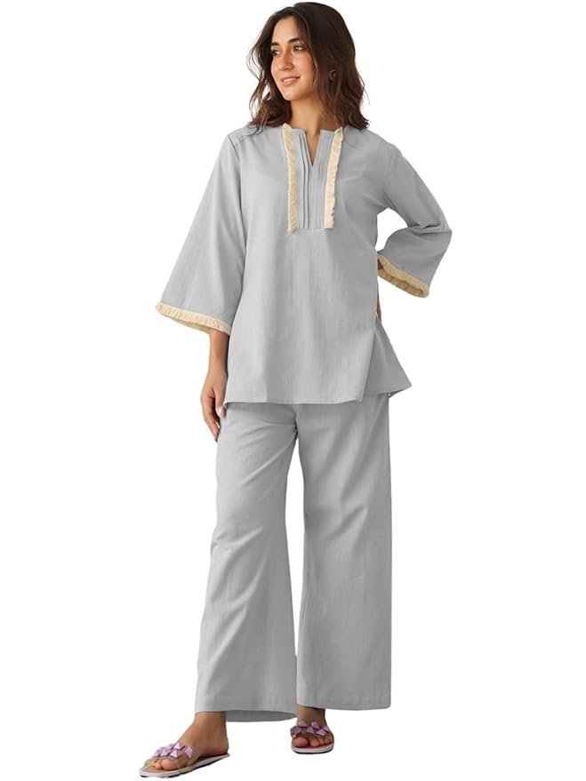 51IiFFfCc7L._SY879_.jpg Polycotton Co-Ord Set For Women | Stylish Festive Co-Ord Set For Women | Travel Co-Ord Set For Women | Kurta Set For Women - Image 1