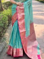 Women's Kanjivaram Designer Soft Silk Sarees With Blouse Piece - Image 2
