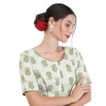 Women's Kalamkari Printed Pure Cotton Readymade Saree Blouse - Image 3