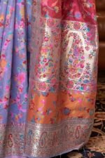 Women's Kanjivaram Pure Soft Silk Handloom Saree Pure Golden Zari With Blouse Piece - Image 3