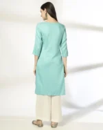 Women Embroidered Straight Kurta - Image 3