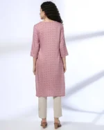 Women Micro Print Straight Kurta - Image 3