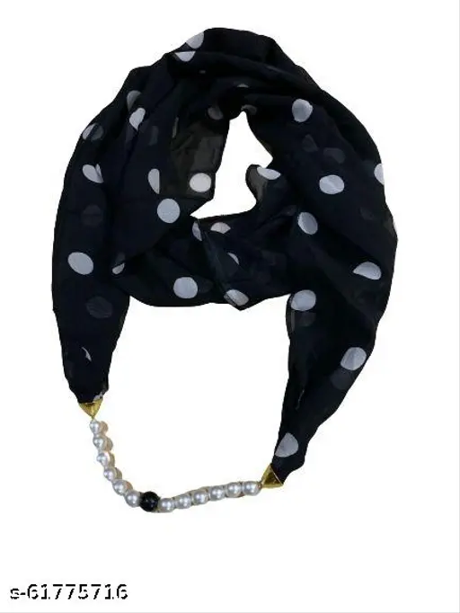 fasxf_512.webp Black Polka Dot Georgette Scarf - Image 1