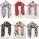 Floral Georgette Tassel Scarf Set - Image 2