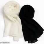 Off White & Black Georgette Hijab Pack of 2