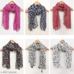 Multicolor Georgette Tassel Scarf Set