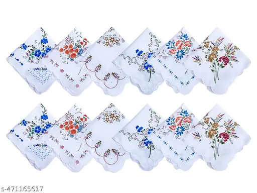 uufbx_512.webp Gopika Floral Cotton Hanky Pack of 12 - Image 1